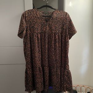 Shein V-neck Allover Print Smock Dress